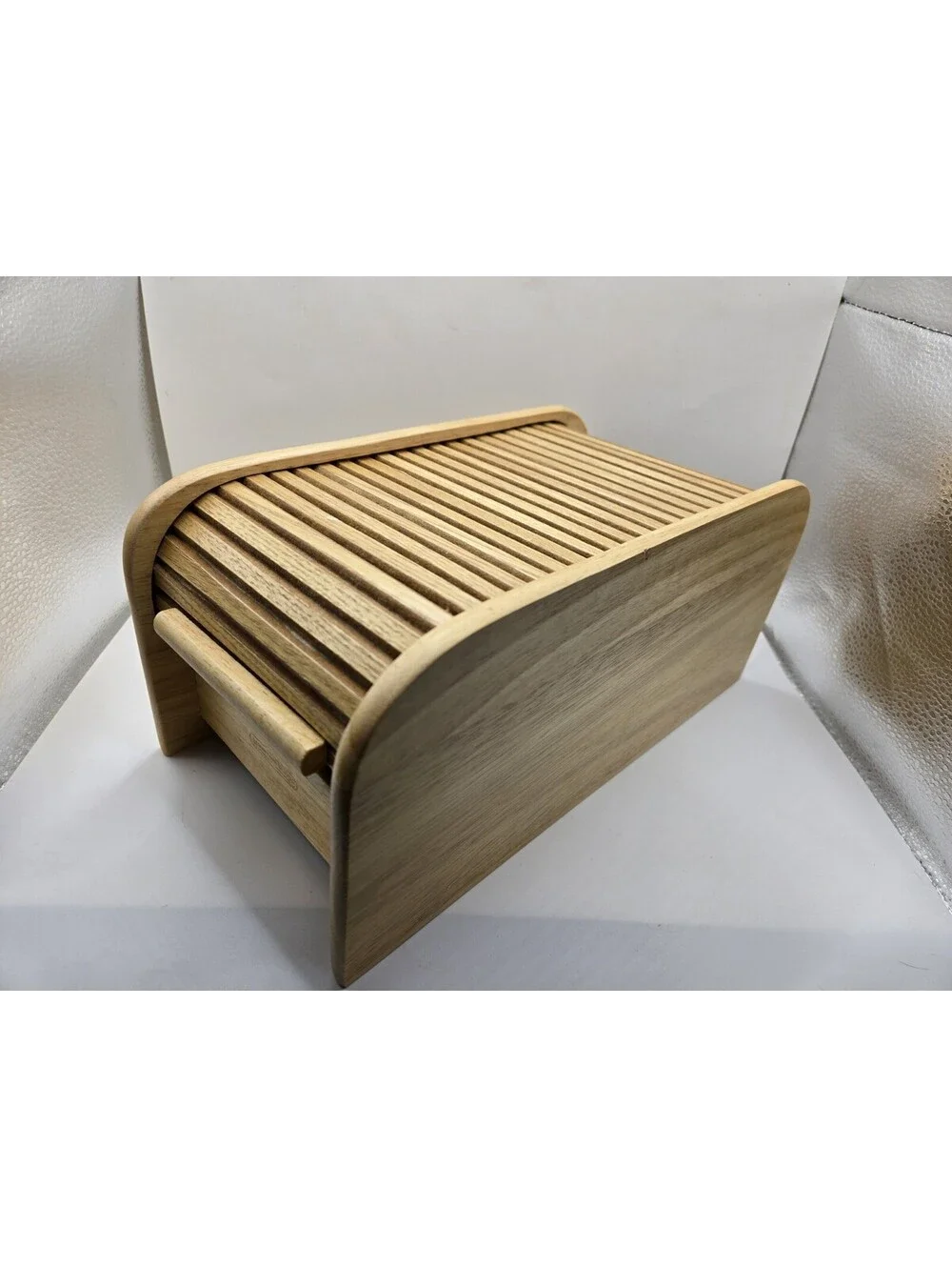 Vtg Mountain Woods Large Natural Wood Roll Top Recipe Box Cottagecore Decor